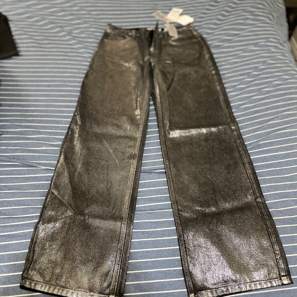 Mid Waist Silver Coated Denim - Picture 2 of 5